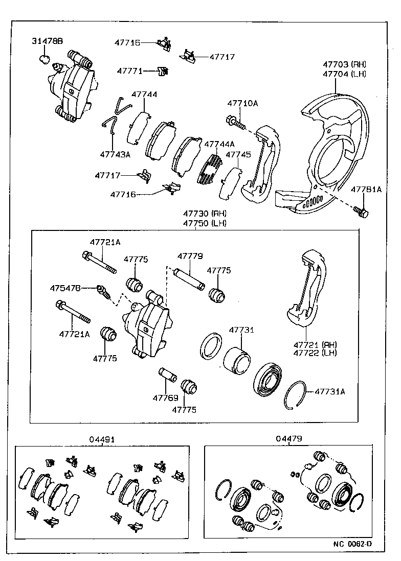Toyota 47721-01030 MOUNTING, FRONT DISC BRAKE CYLINDER, RH