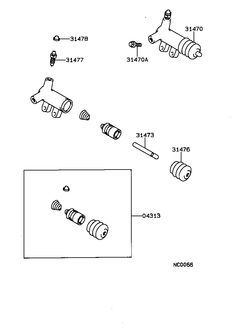 31470-32022 CYLINDER ASSY, CLUTCH RELEASE product image