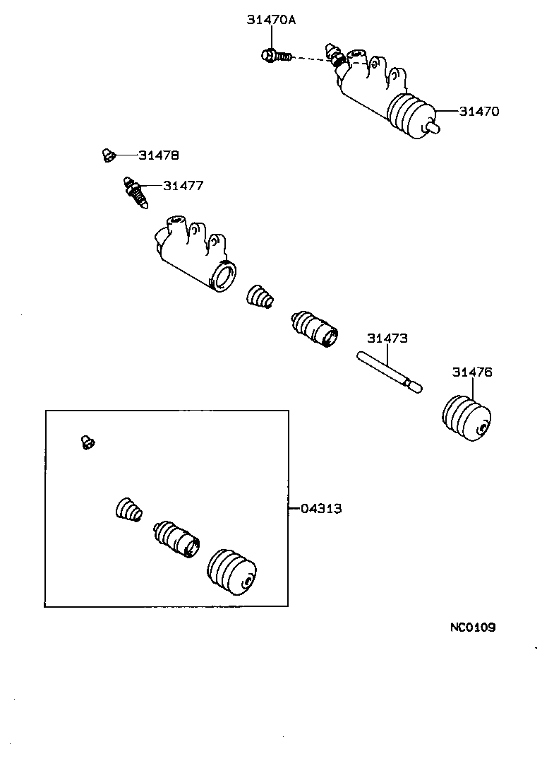 31470-32022 CYLINDER ASSY, CLUTCH RELEASE product image