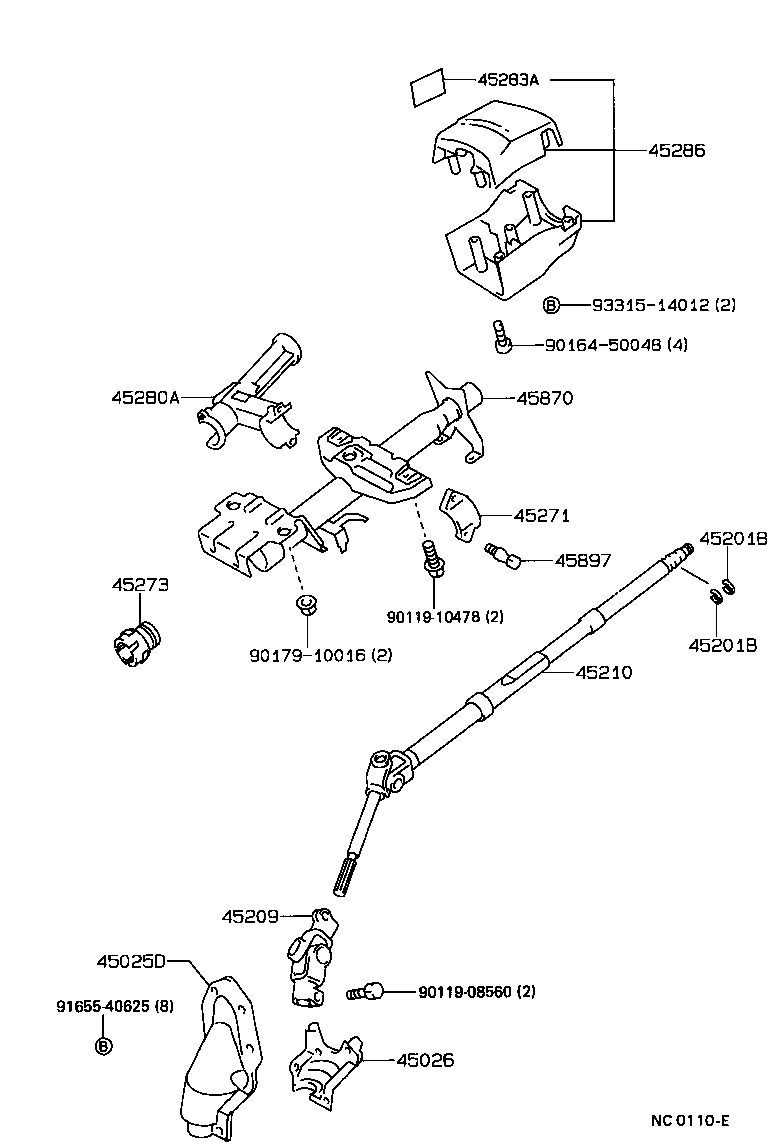 45280-12180 BRACKET ASSY, STEERING COLUMN, UPPER product image