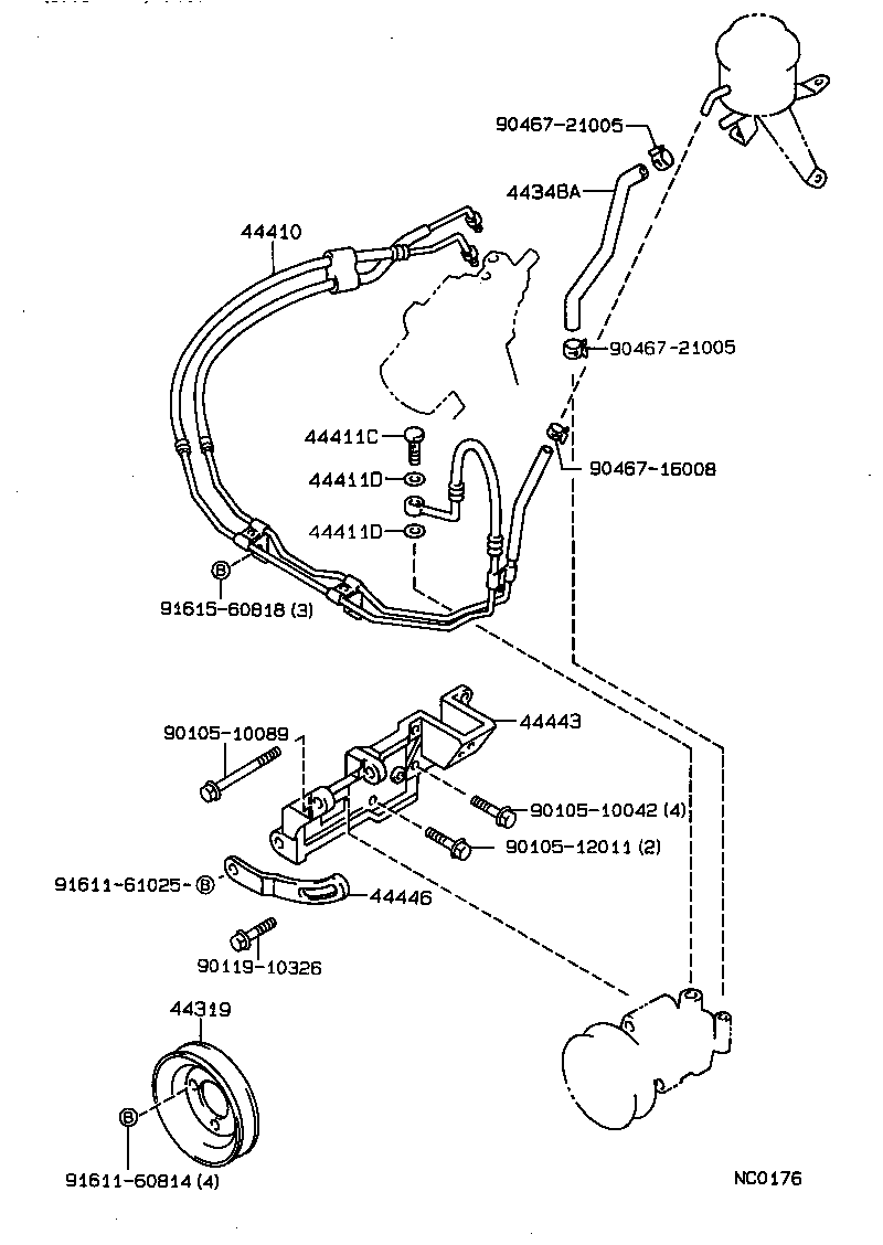 44348-30100 HOSE, OIL RESERVOIR TO PUMP, NO.1 product image