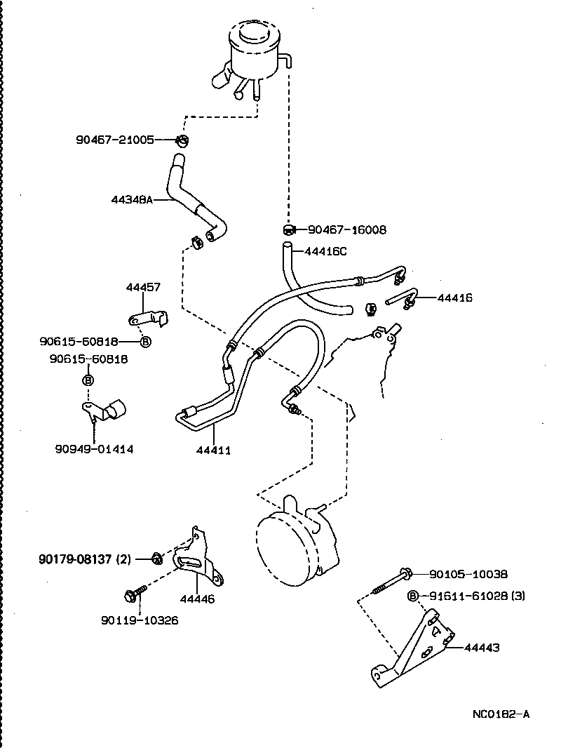 44348-30100 HOSE, OIL RESERVOIR TO PUMP, NO.1 product image