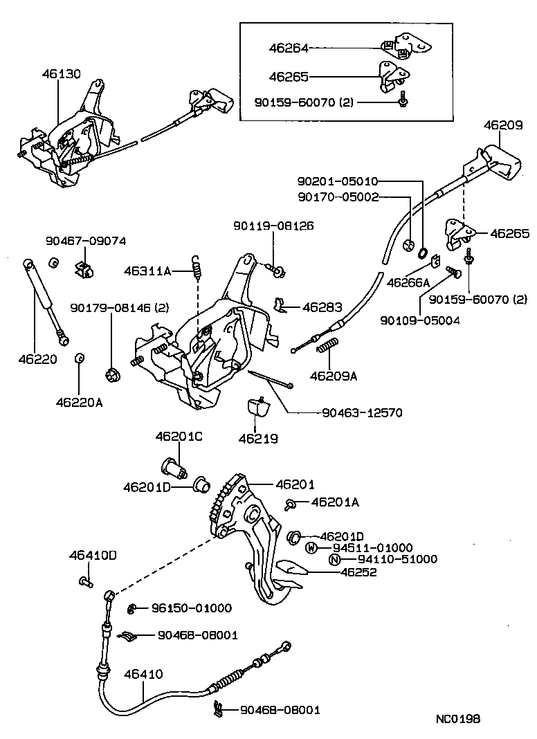 46420-30360 CABLE ASSY, PARKING BRAKE, NO.2 product image