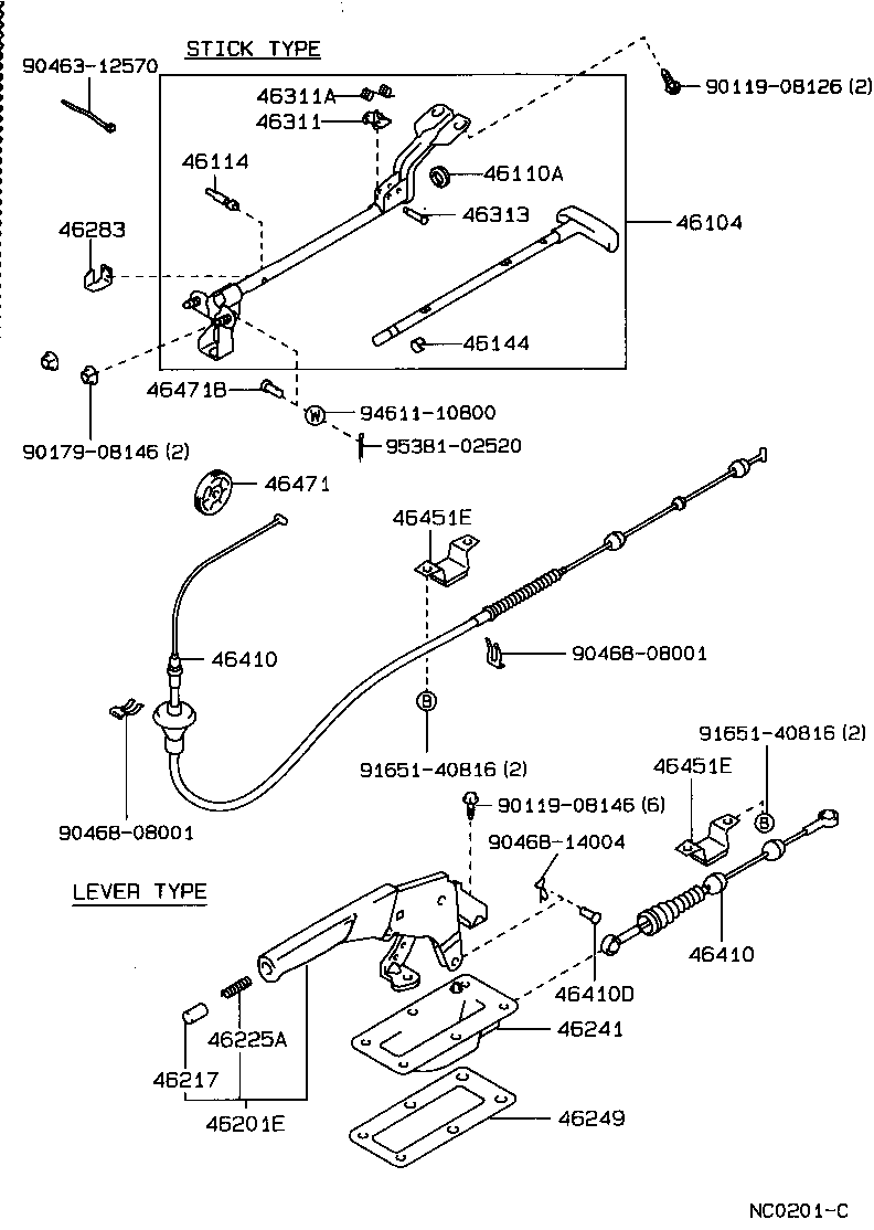 46420-30360 CABLE ASSY, PARKING BRAKE, NO.2 product image