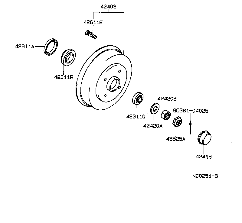 42409-12020 BEARING SUB-ASSY, REAR AXLE product image