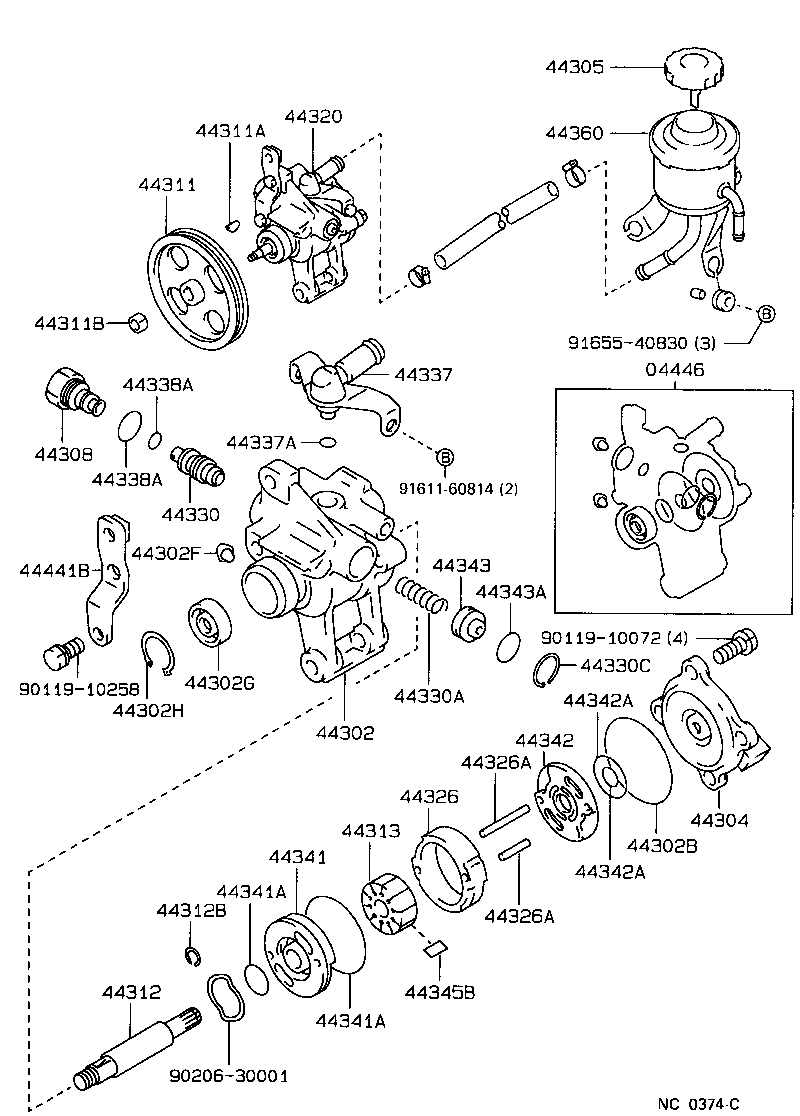 44306-30230 RESERVOIR ASSY, VANE PUMP OIL product image