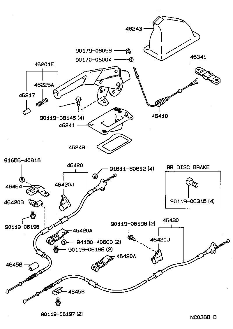46430-29045 CABLE ASSY, PARKING BRAKE, NO.3 product image