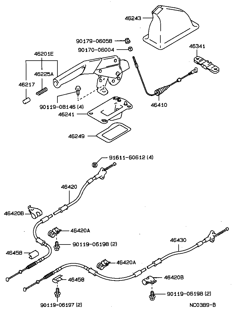 46410-20320 CABLE ASSY, PARKING BRAKE, NO.1 product image