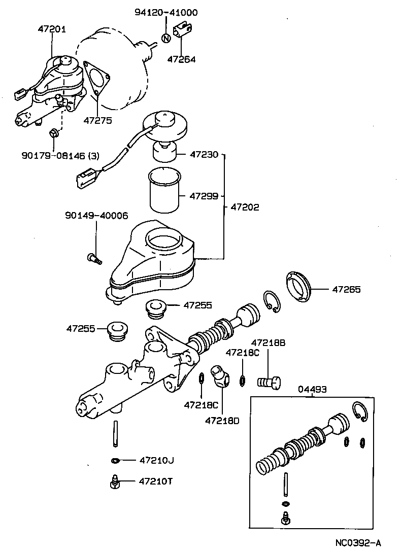 47201-20430 CYLINDER SUB-ASSY, BRAKE MASTER product image
