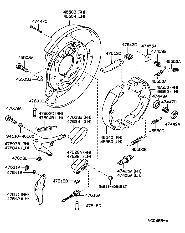 46503-30060 PLATE SUB-ASSY, PARKING BRAKE, RH product image