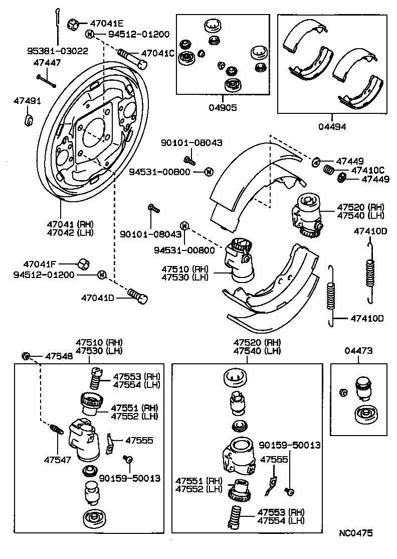 47540-30050 CYLINDER ASSY, FRONT WHEEL BRAKE, LH(FOR REAR OR LOWER) product image