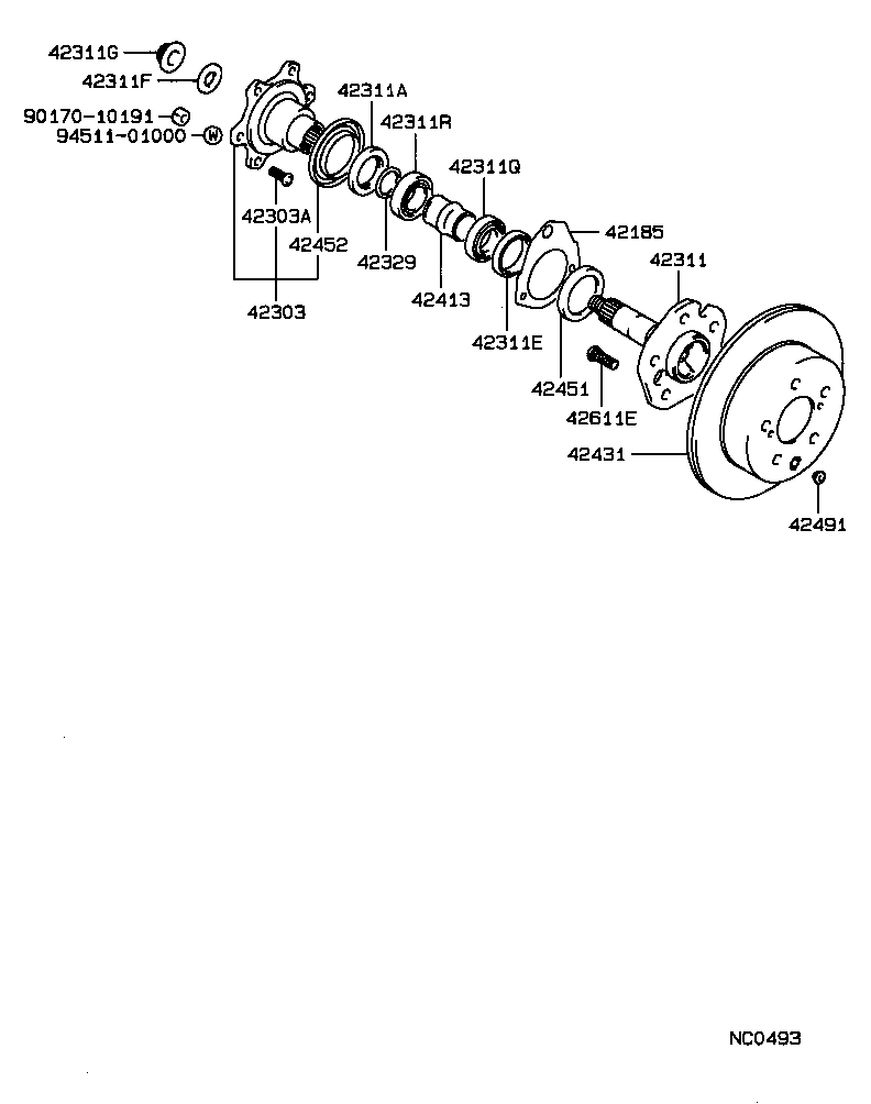 42303-30030 FLANGE SUB-ASSY, REAR AXLE product image