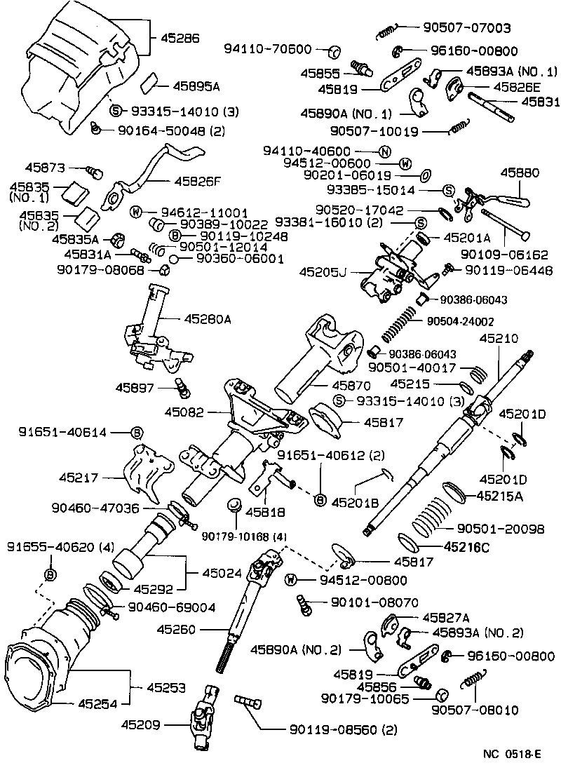 Toyota 45897-22080 BOLT, STEERING LOCK SET