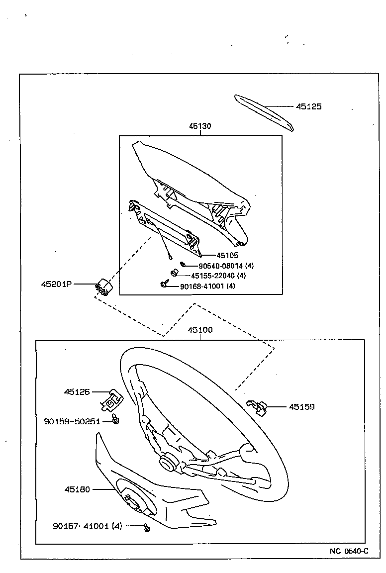45125-22550 MARK, STEERING WHEEL PAD product image