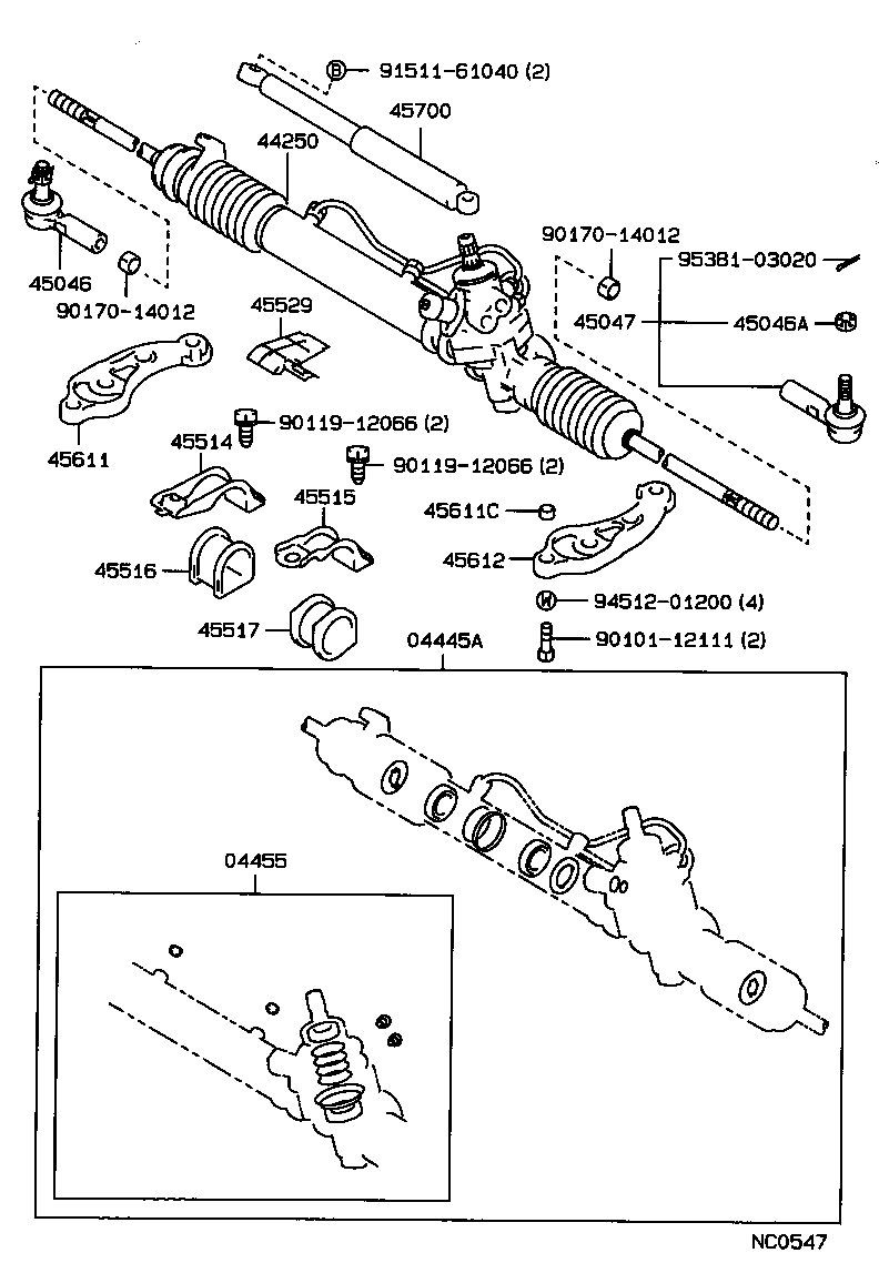 04445-22140 GASKET KIT, POWER STEERING GEAR(FOR RACK & PINION) product image