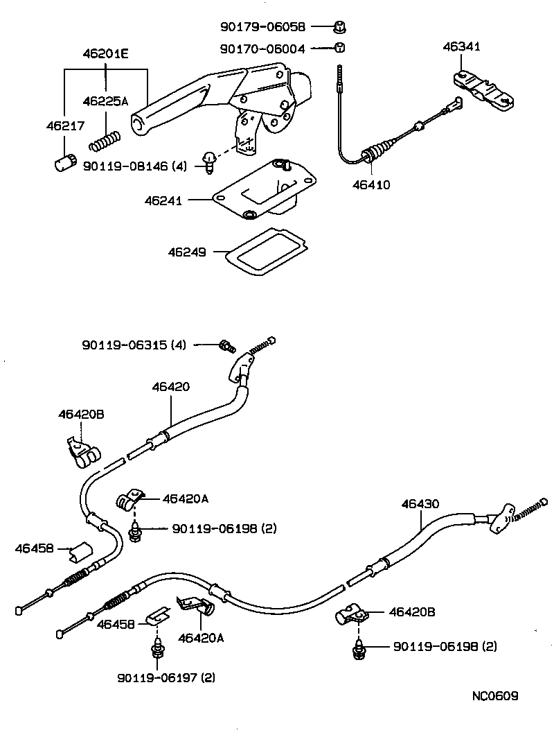 46410-20320 CABLE ASSY, PARKING BRAKE, NO.1 product image