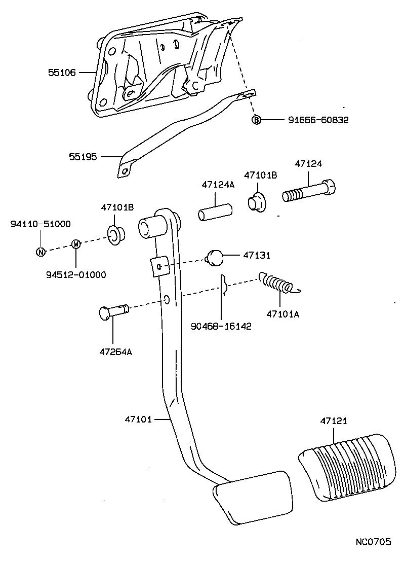 47101-50020 PEDAL SUB-ASSY, BRAKE product image