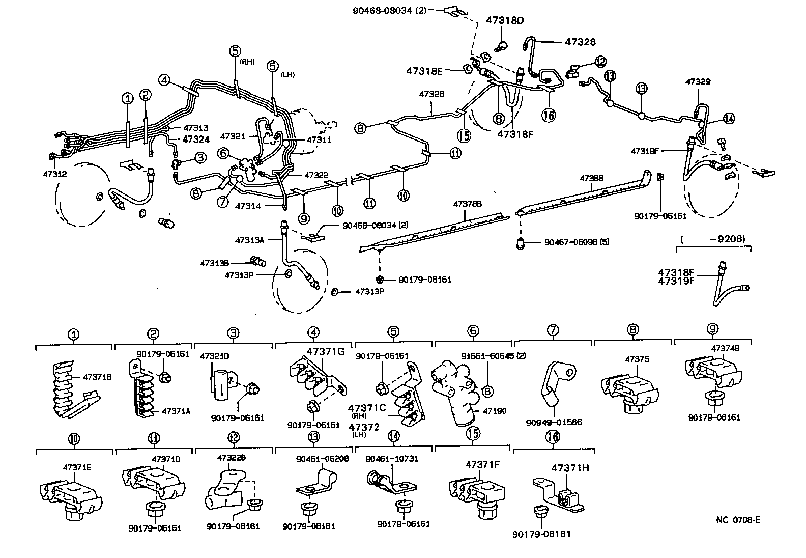 Toyota 47372-50030 CLAMP, BRAKE TUBE, NO.3