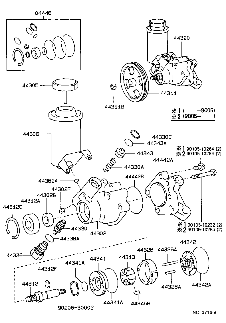 Toyota 04446-50011 GASKET KIT, POWER STEERING PUMP