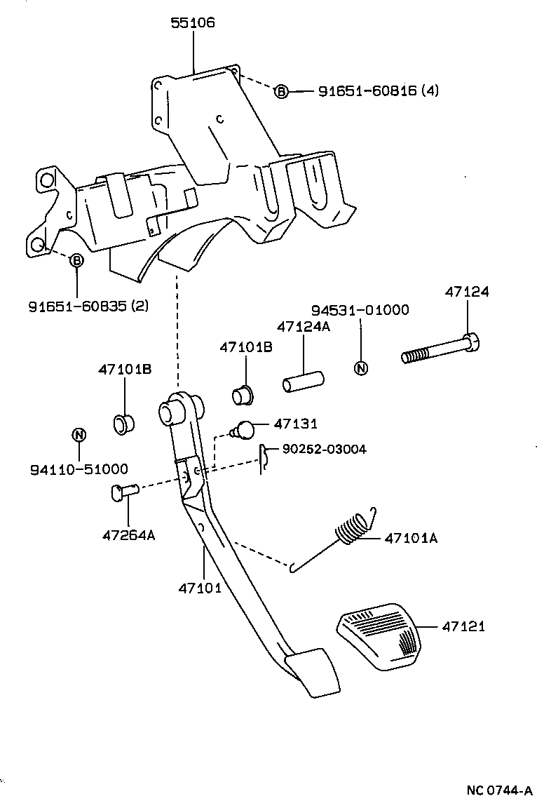 47101-27140 PEDAL SUB-ASSY, BRAKE product image