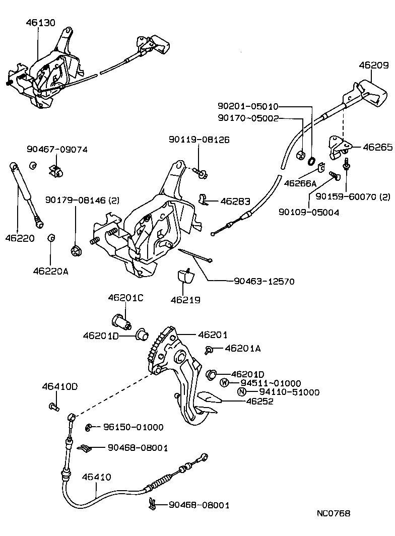 46420-30360 CABLE ASSY, PARKING BRAKE, NO.2 product image