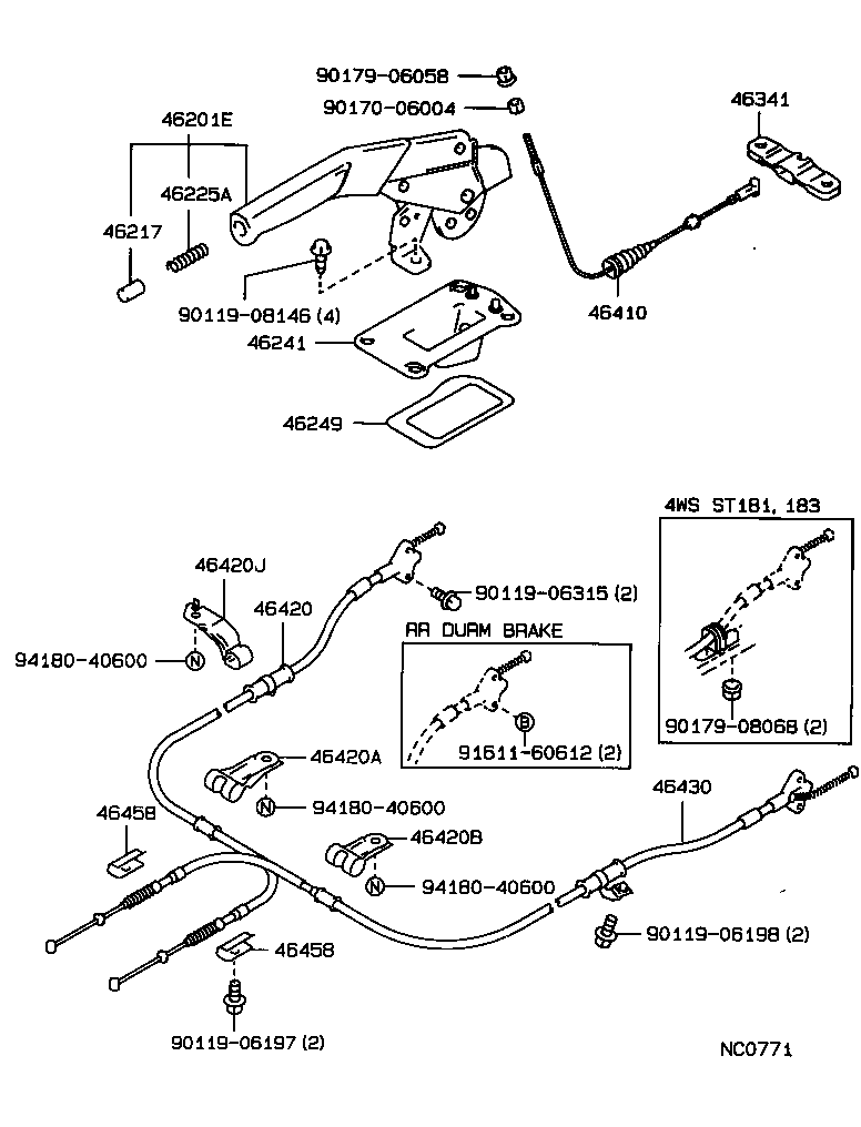 46420-20320 CABLE ASSY, PARKING BRAKE, NO.2 product image