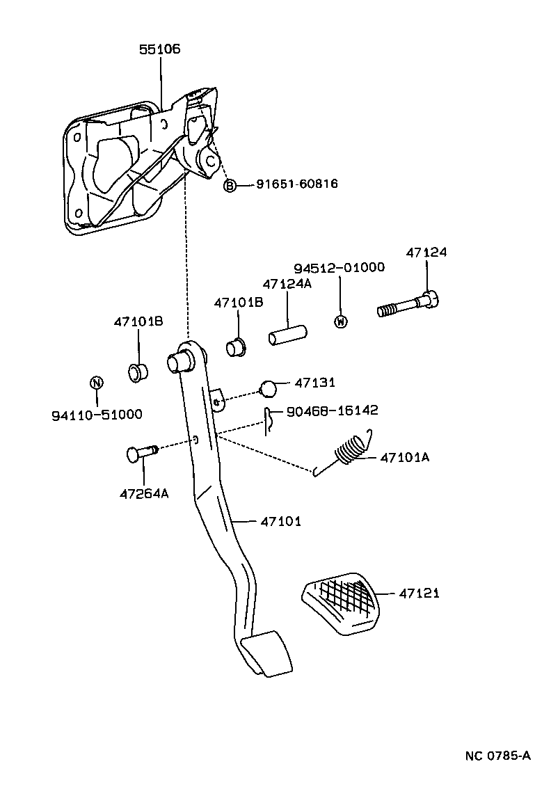 Toyota 47101-17080 PEDAL SUB-ASSY, BRAKE