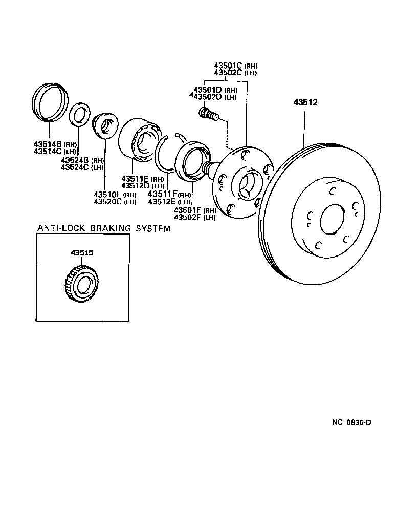 Toyota 90369-30044 BEARING (FOR FRONT AXLE HUB RH)