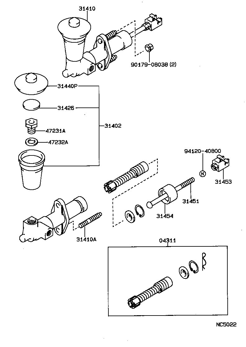 31404-20010 CLEVIS, CLUTCH MASTER CYLINDER PUSH ROD product image