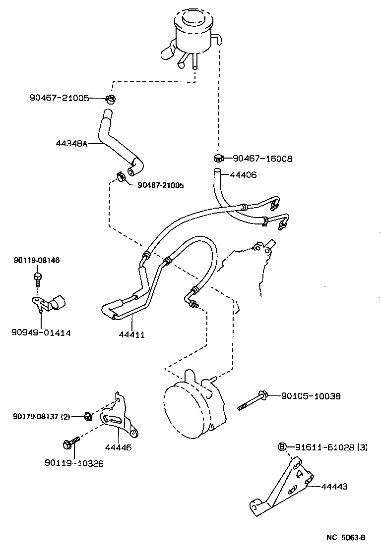 44348-30100 HOSE, OIL RESERVOIR TO PUMP, NO.1 product image