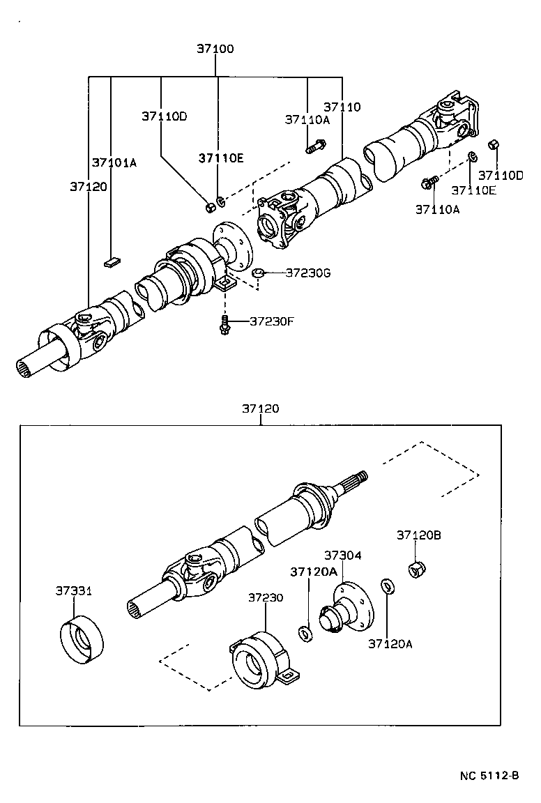 Toyota 37120-22660 SHAFT ASSY, PROPELLER INTERMEDIATE