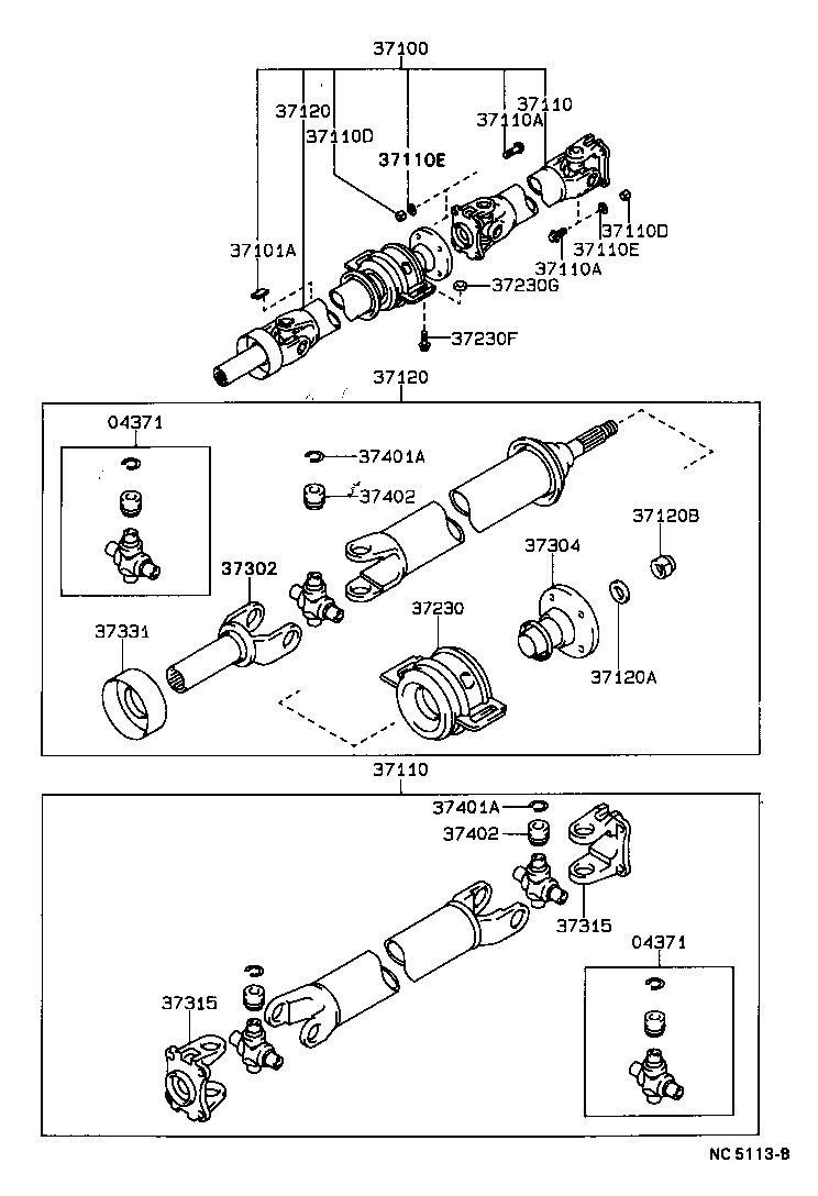 37100-22620 SHAFT ASSY, PROPELLER W/CENTER BEARING product image