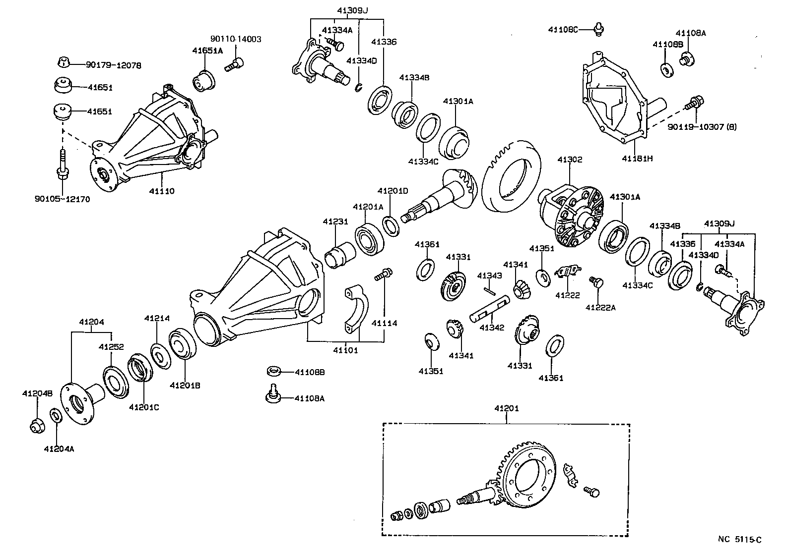 Toyota 41651-22010 CUSHION, REAR DIFFERENTIAL MOUNT, NO.1
