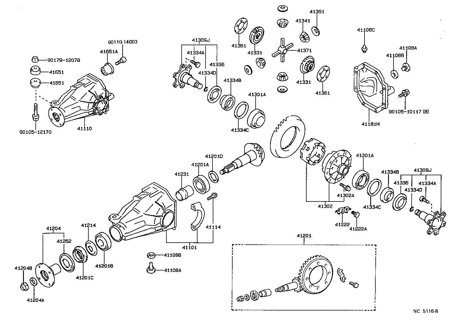 41110-22360 CARRIER ASSY, DIFFERENTIAL, REAR product image
