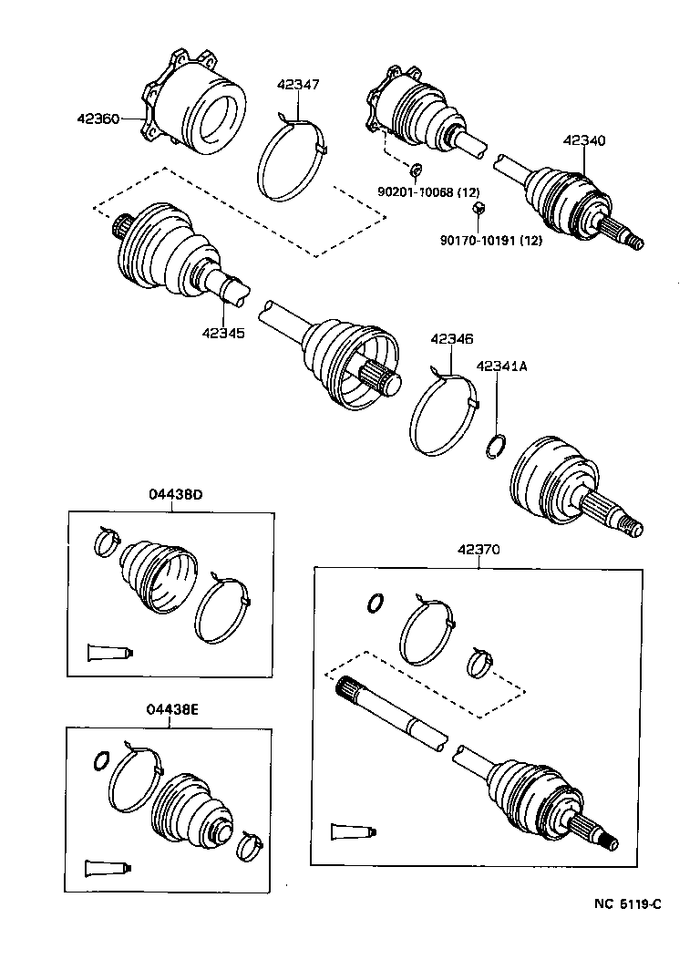 04437-22070 BOOT KIT, REAR DRIVE SHAFT INBOARD JOINT product image