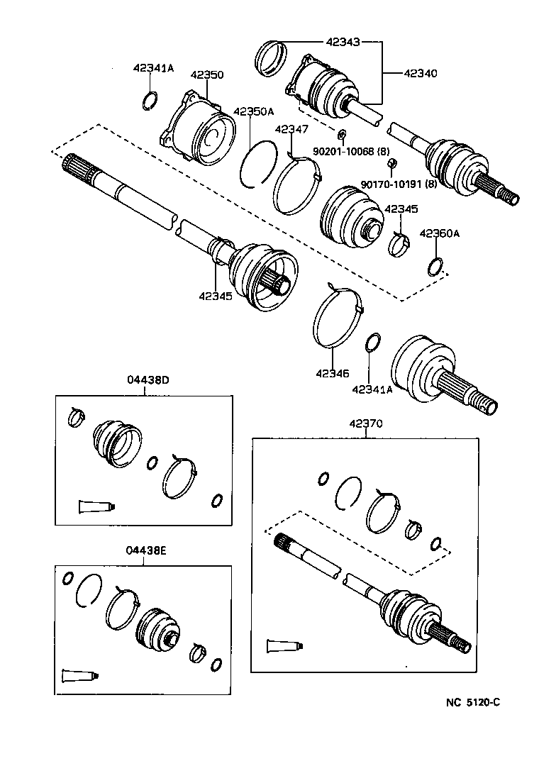 04437-22070 BOOT KIT, REAR DRIVE SHAFT INBOARD JOINT product image