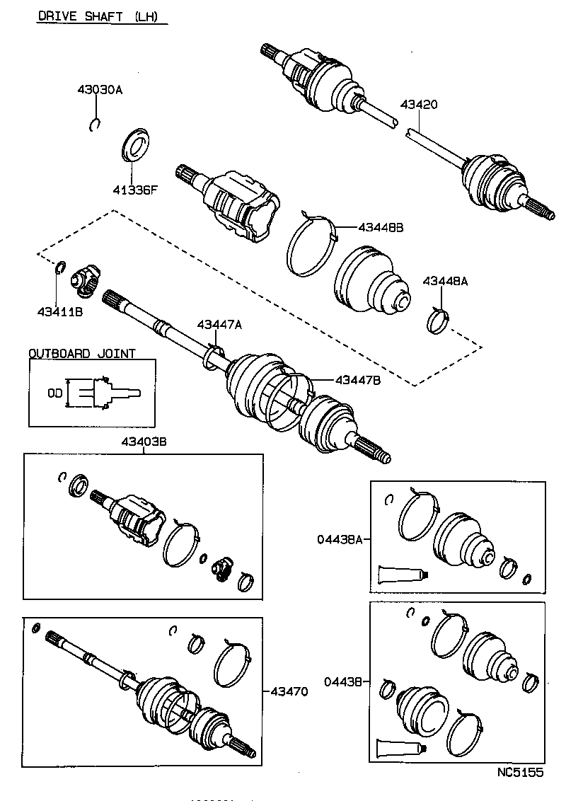 43460-19366 SHAFT ASSY, FRONT DRIVE OUTBOARD JOINT, RH product image