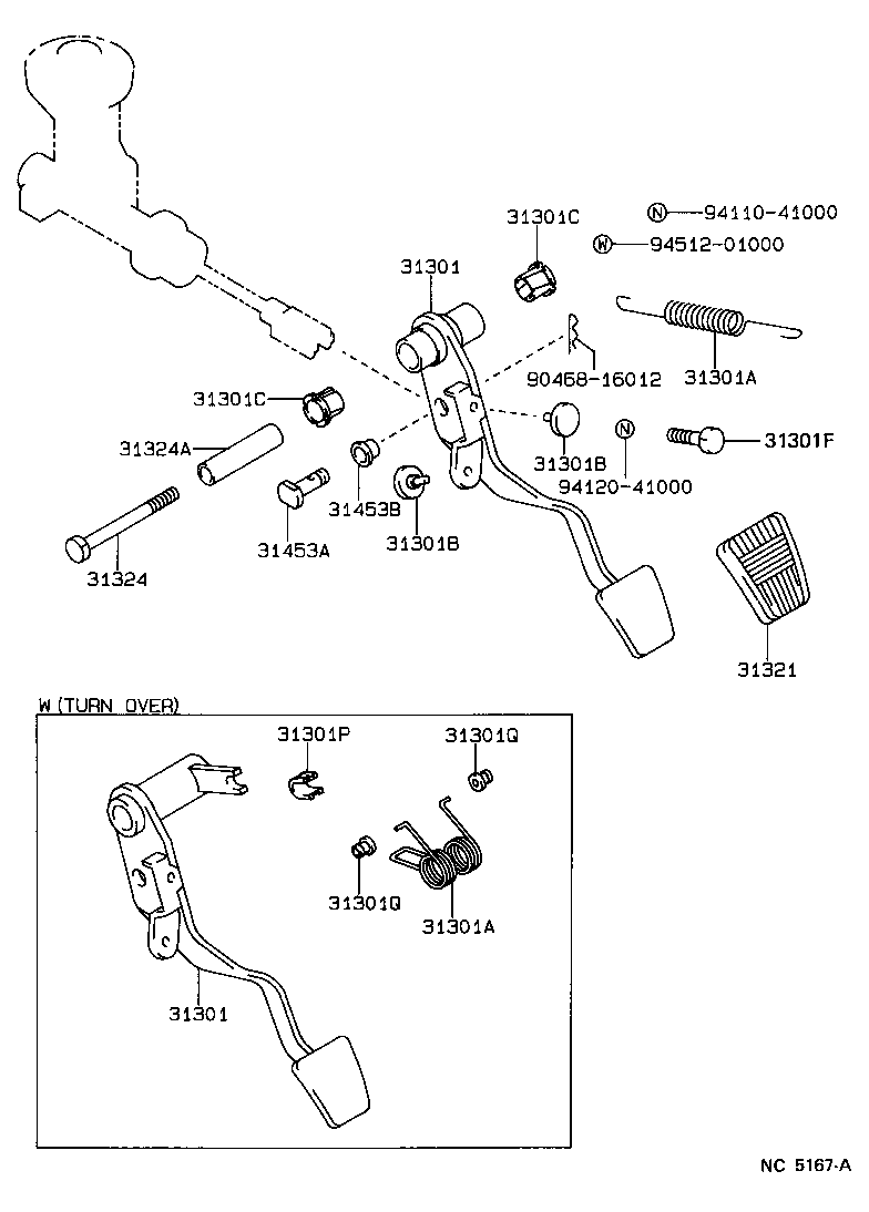 Toyota 31301-35170 PEDAL SUB-ASSY, CLUTCH