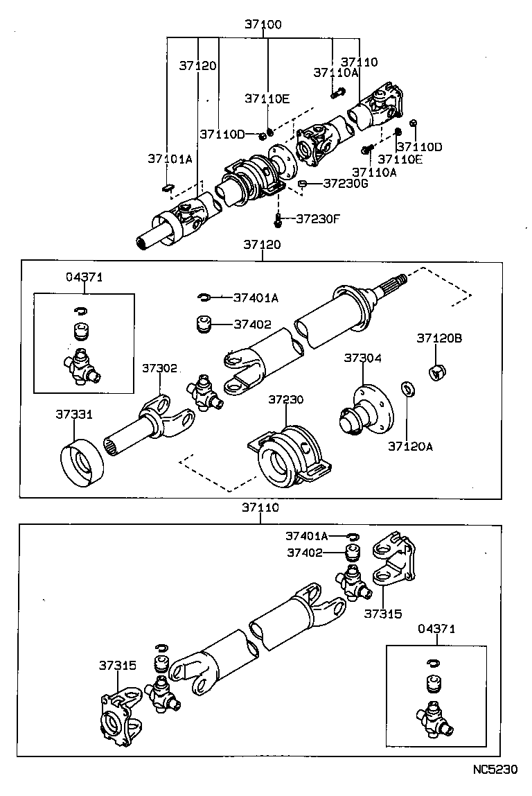 37100-22780 SHAFT ASSY, PROPELLER W/CENTER BEARING product image