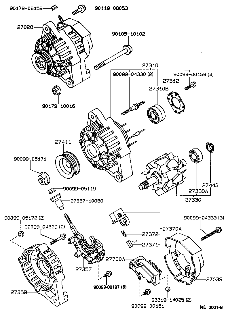 27310-10070 FRAME ASSY, DRIVE END, ALTERNATOR product image