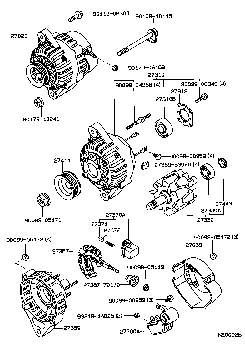 Toyota 27370-70300 HOLDER ASSY, ALTERNATOR BRUSH