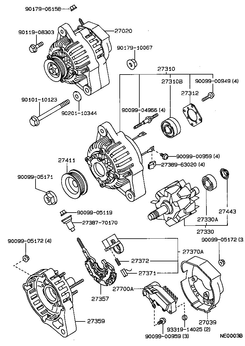 27310-10070 FRAME ASSY, DRIVE END, ALTERNATOR product image