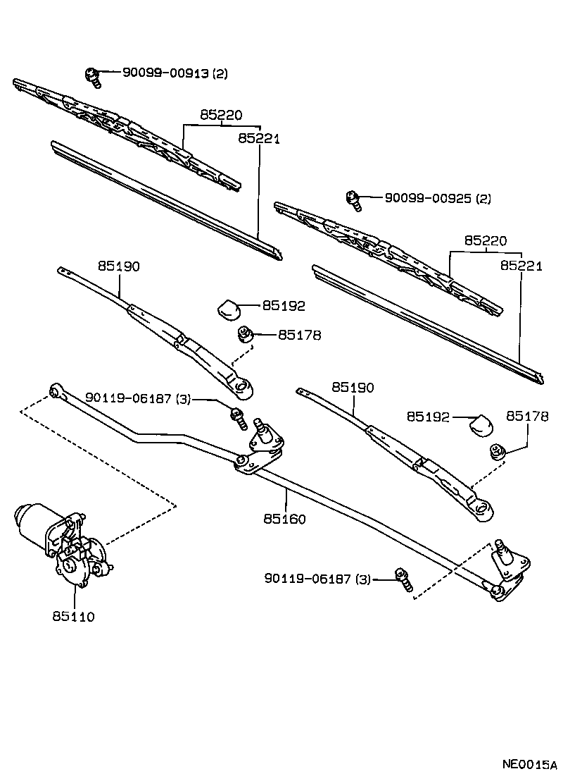 Toyota 85110-12671 MOTOR ASSY, WINDSHIELD WIPER