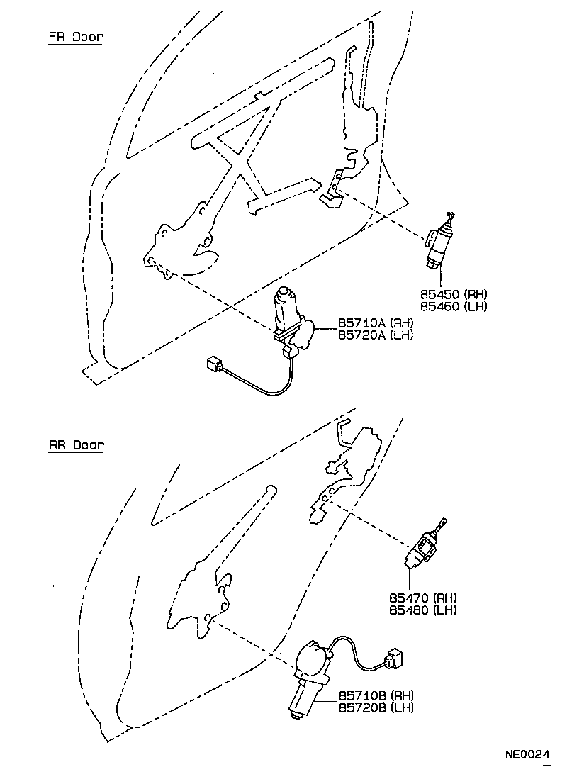 85720-01030 MOTOR ASSY, POWER WINDOW REGULATOR, REAR LH product image