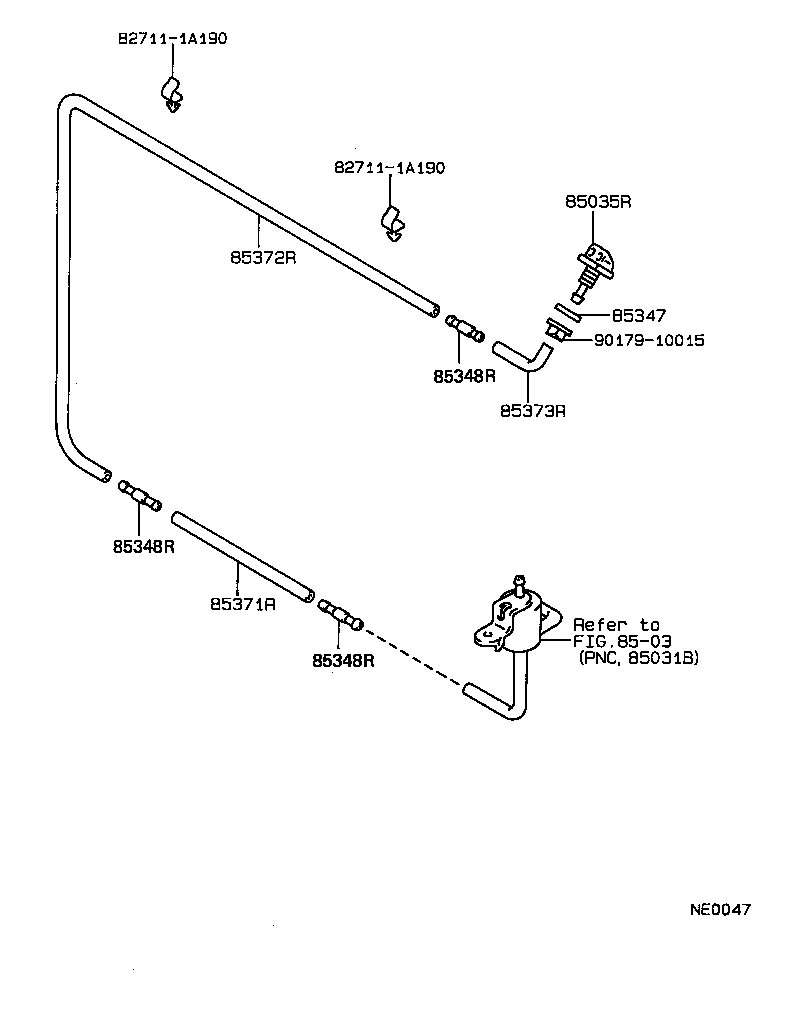 90099-59009 HOSE, REAR WASHER (FROM JOINT TO JOINT OR NOZZLE) product image