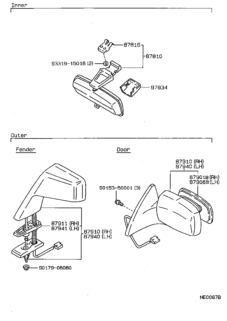 87940-1A400 MIRROR ASSY, OUTER REAR VIEW, LH product image