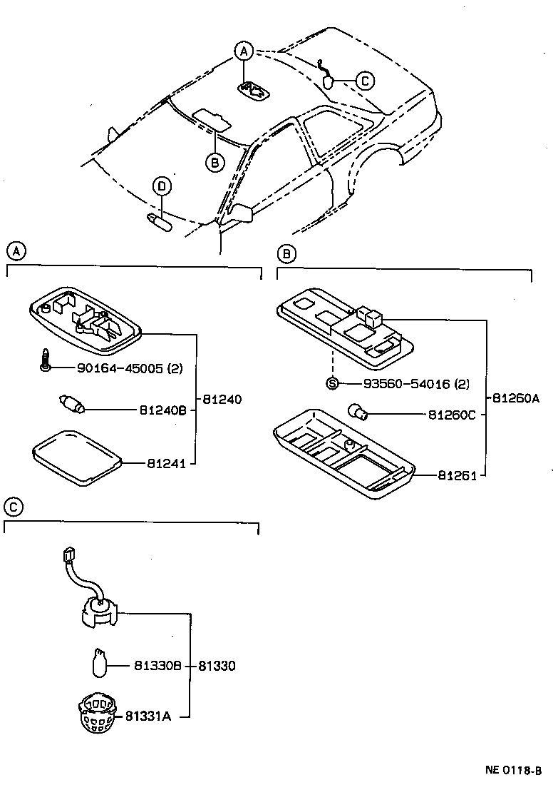 Toyota 81240-12020-12 LAMP ASSY, ROOM, NO.1