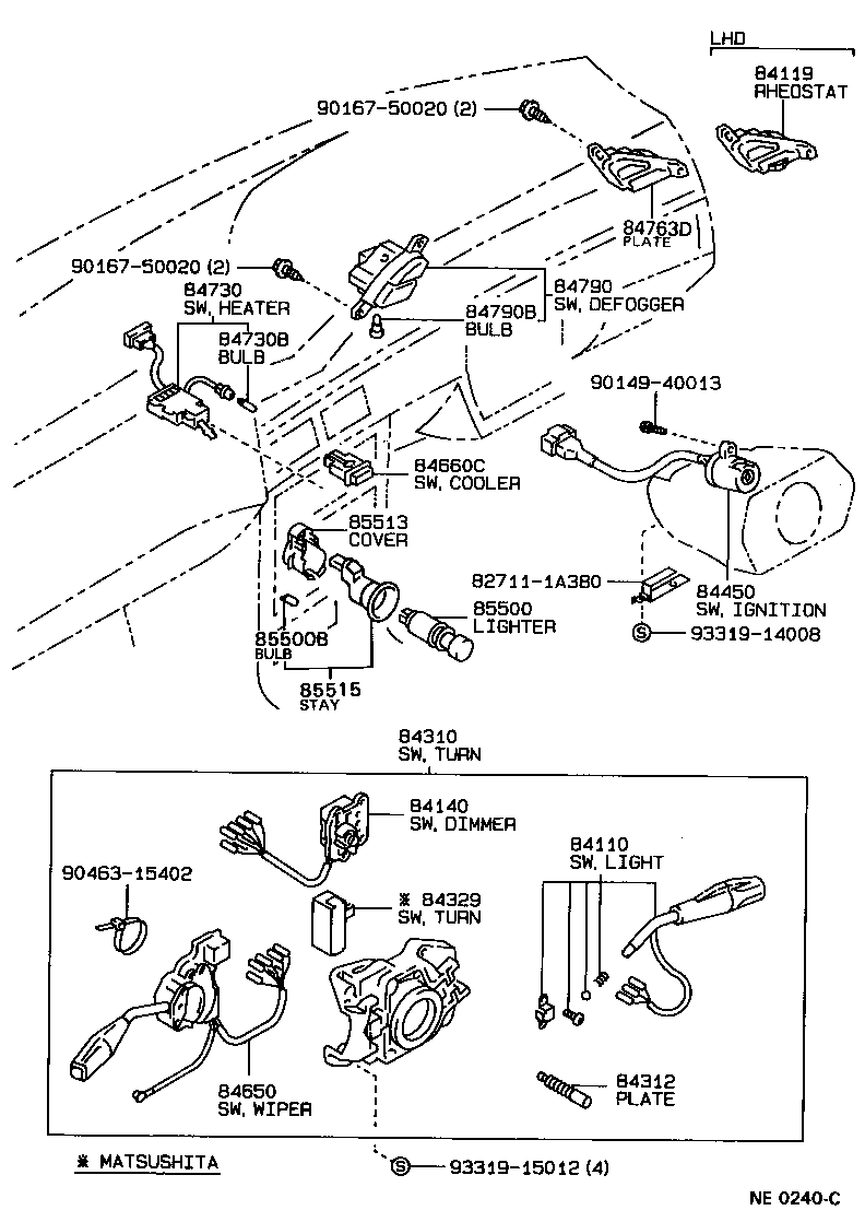 84820-12080 MASTER SWITCH ASSY, POWER WINDOW REGULATOR product image