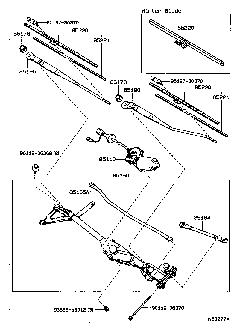 85190-30441 ARM ASSY, WINDSHIELD WIPER product image