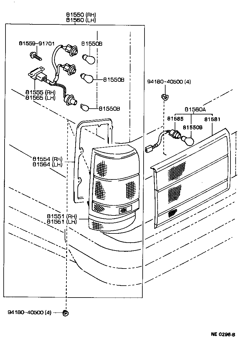 81550-30601 LAMP ASSY, REAR COMBINATION, RH product image